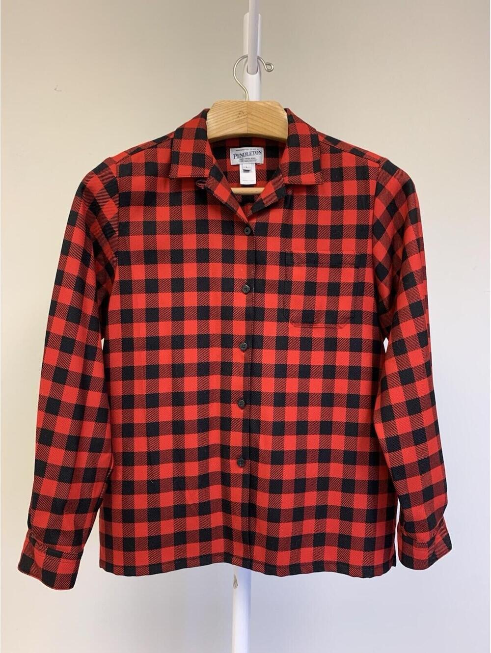 Pendleton Sz Large Jacket Shirt Womens Red Plaid Tartan 100% Wool
